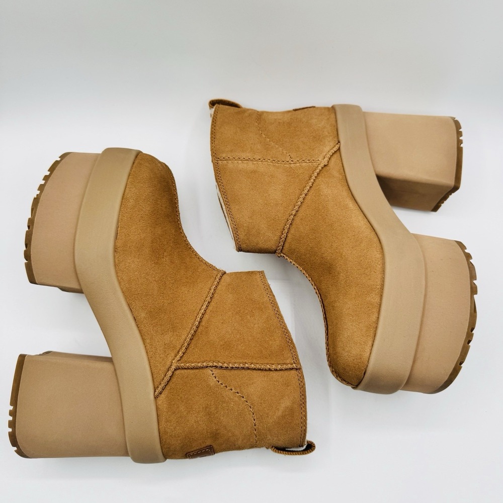 Ugg New Heights Boots Women's Size 9 Chestnut Brown Platform Bootie - Picture 6 of 15